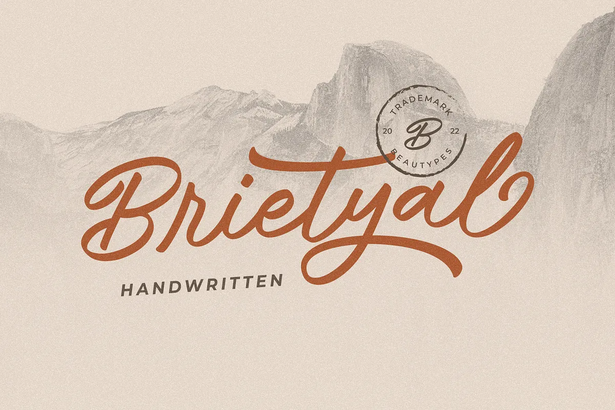 Brietyal Script handwritten font cover