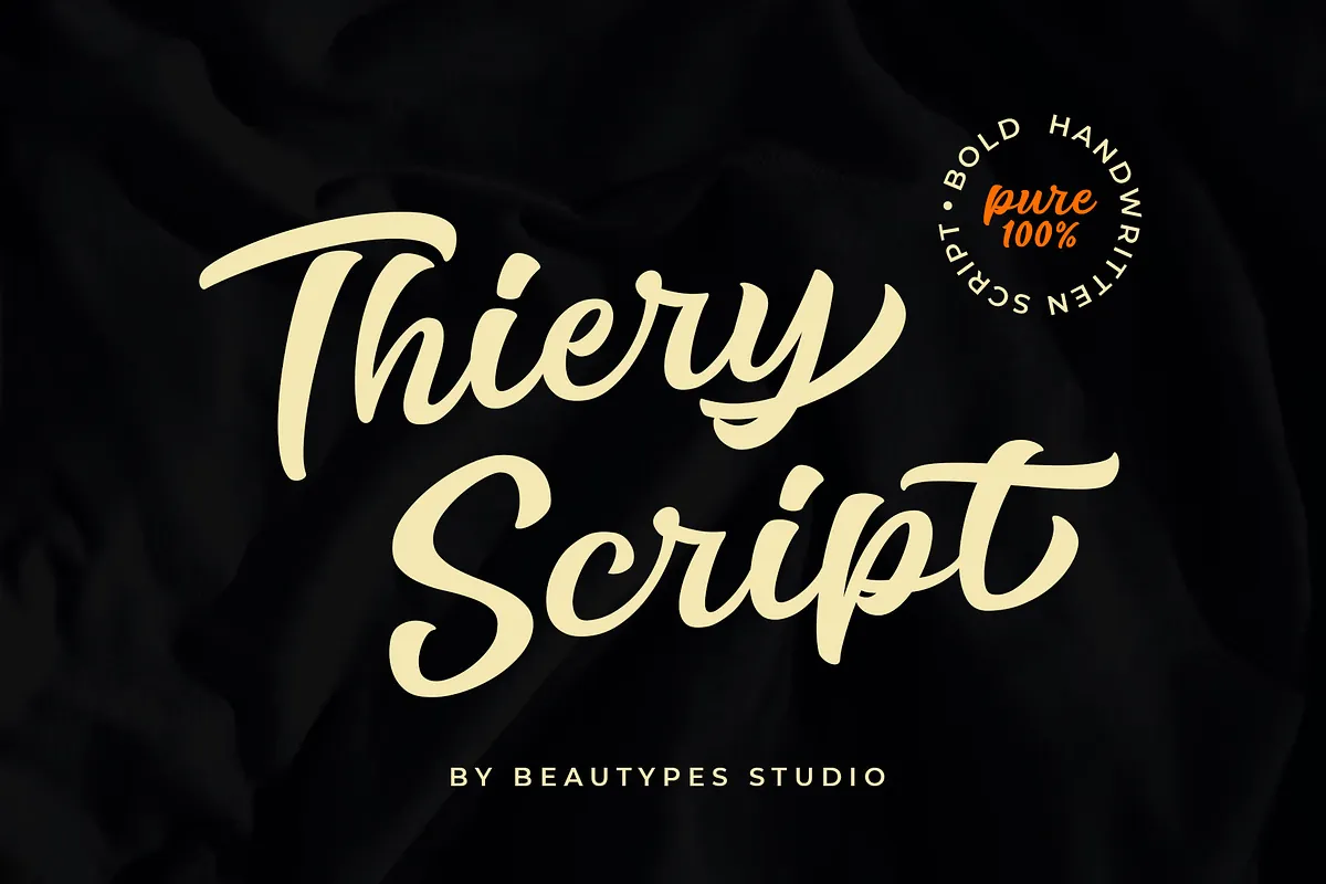 Thiery Script brush font cover
